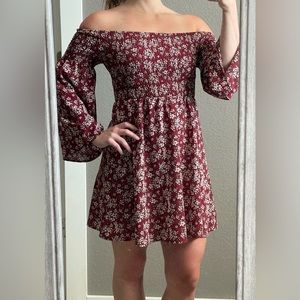 Off Shoulder Floral Dress- XS